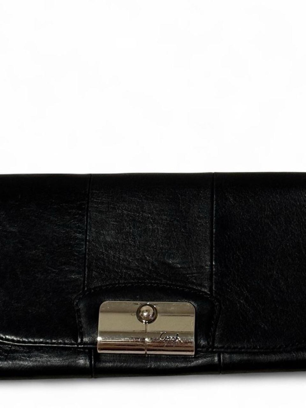 Leather Black Women's Clutch with Silver Lock